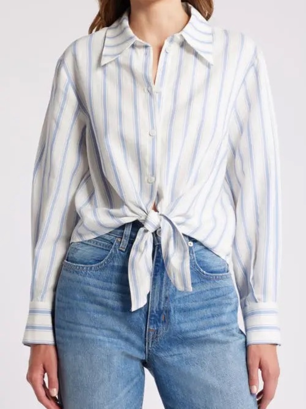 & OTHER STORIES Striped Button-Front Tie-Waist Shirt
